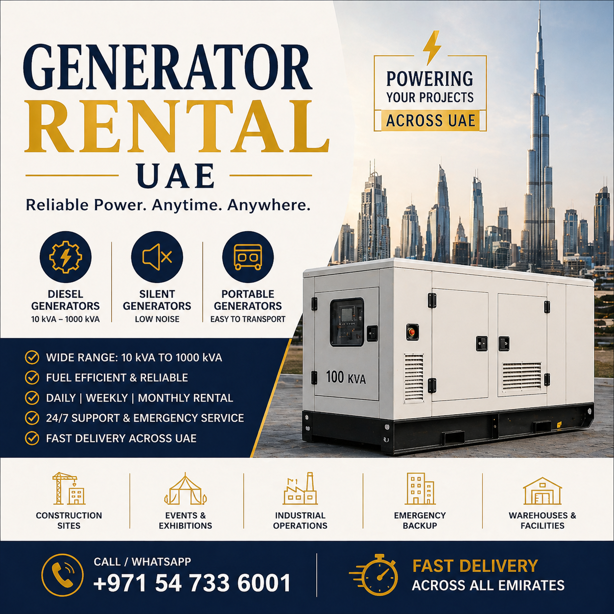 Generator Rental UAE – Power You Can Trust